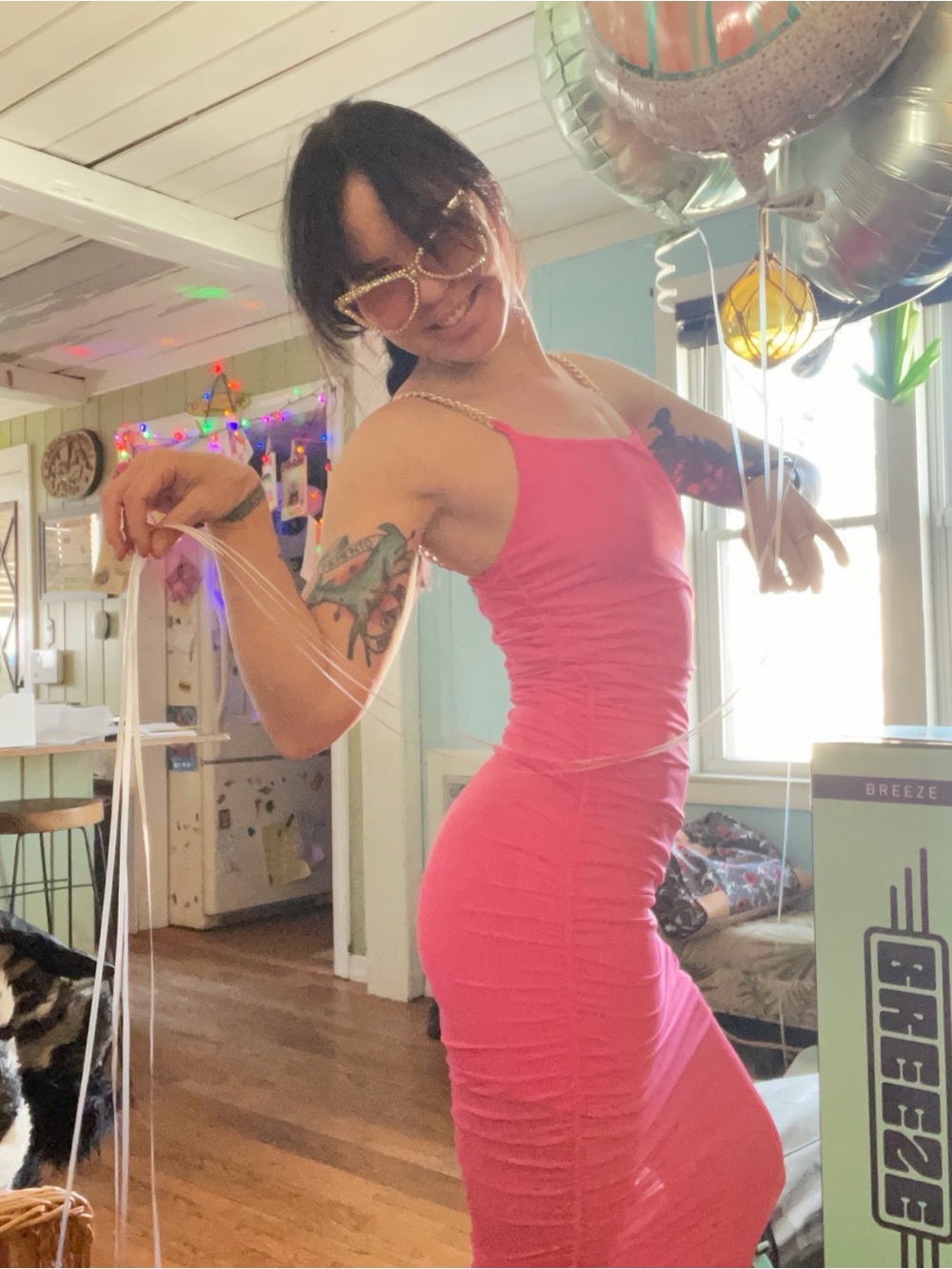 Almost Famous Hot Pink Ruched Bodycon Midi Dress